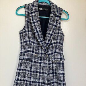 Zara | Navy Twead V-Neck Sweater Vest/Dress